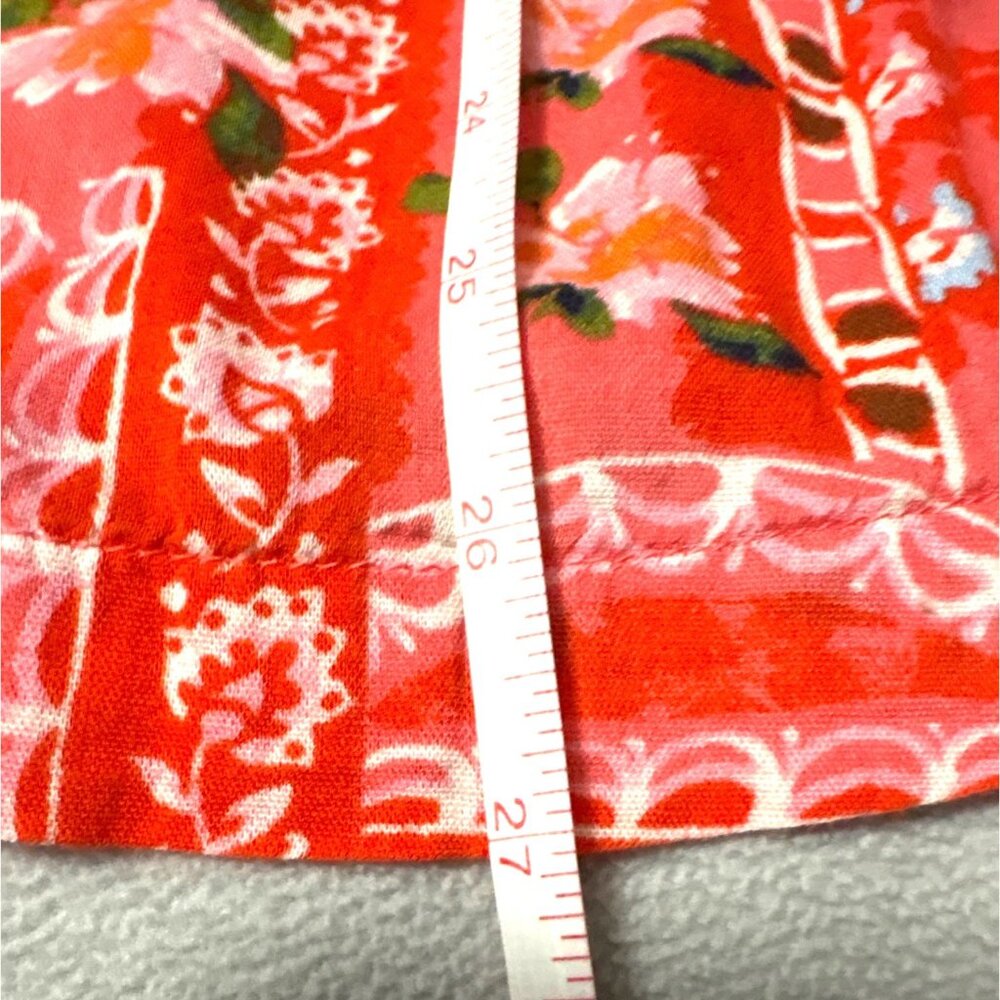 Lauren Conrad Red Floral Boho Peasant Blouse S 3/4 Sleeve Lightweight Relaxed Fi - Picture 6 of 6